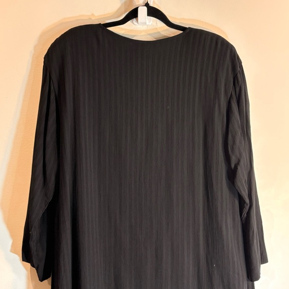 KALIYANA Sz S Oversized Dress Two Layer Patch Side Slits Textured Stripes - Picture 10 of 14